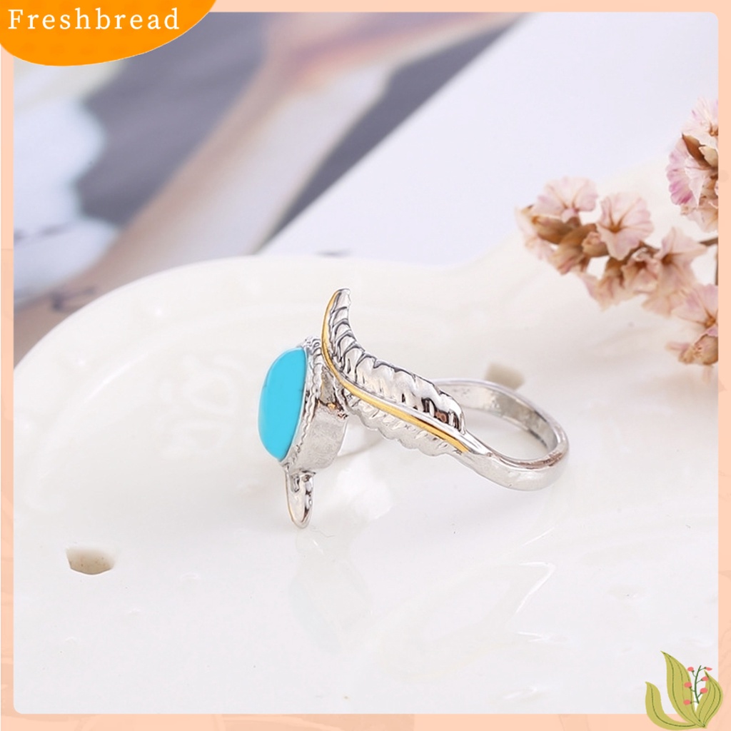 &lt; Freshbread &gt; Vintage Perhiasan Alloy Bulu Turquoises Cincin Pernikahan Jari Lingkaran Pasangan Hadiah