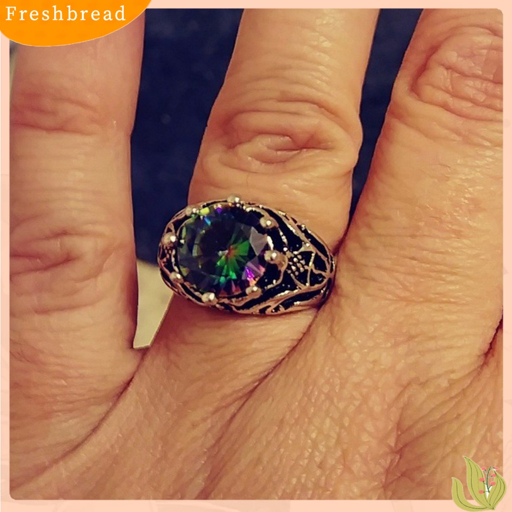 &lt; Freshbread &gt; Unisex Cincin Berongga Keluar Permata Imitasi Pria Wanita Vintage Ukiran Jari Cincin Hadiah Hari Kasih Sayang