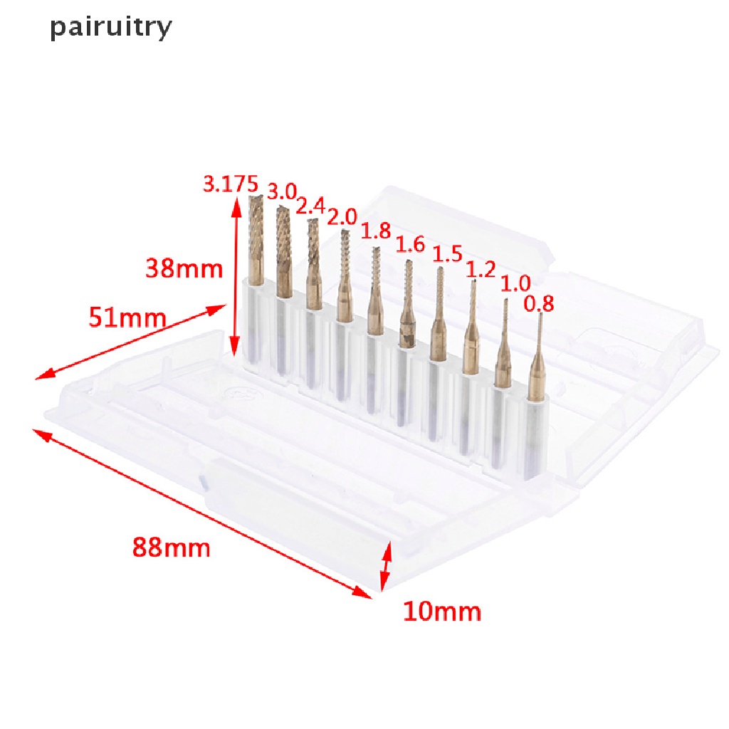 Mata Bor PCB PRT 10x1 /8 ''0.8-3.175mm Set Engraving Cutter Rotary CNC End Mill PRT