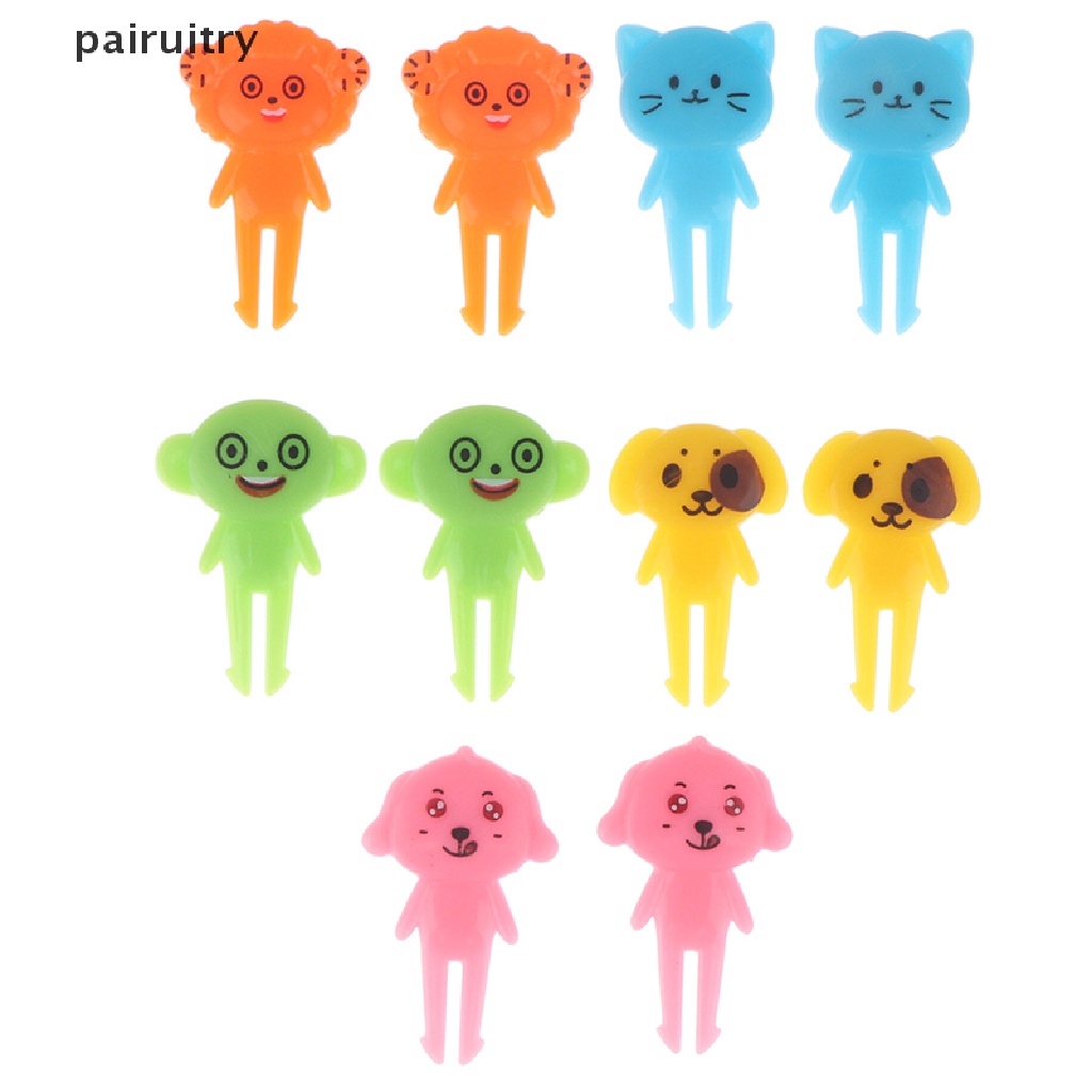 Prt 7per8/10Pcs Kartun Mini Garpu Buah Animal Farm Mini Cartoon Fruit Fork Food Fork PRT