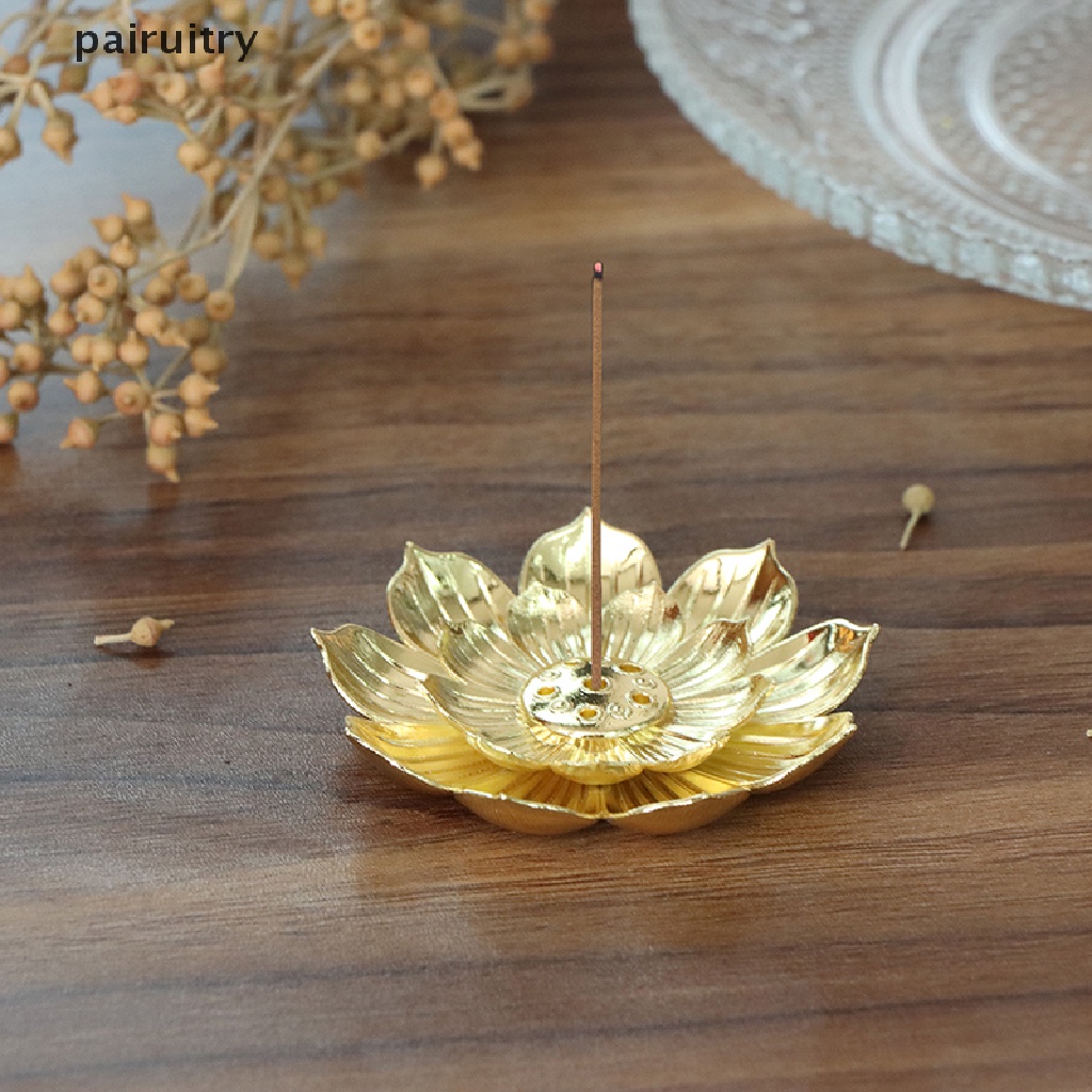 Prt Gold Incense Burner Stick Holder Buddhism Lotus Line Incense plate Base Candi PRT