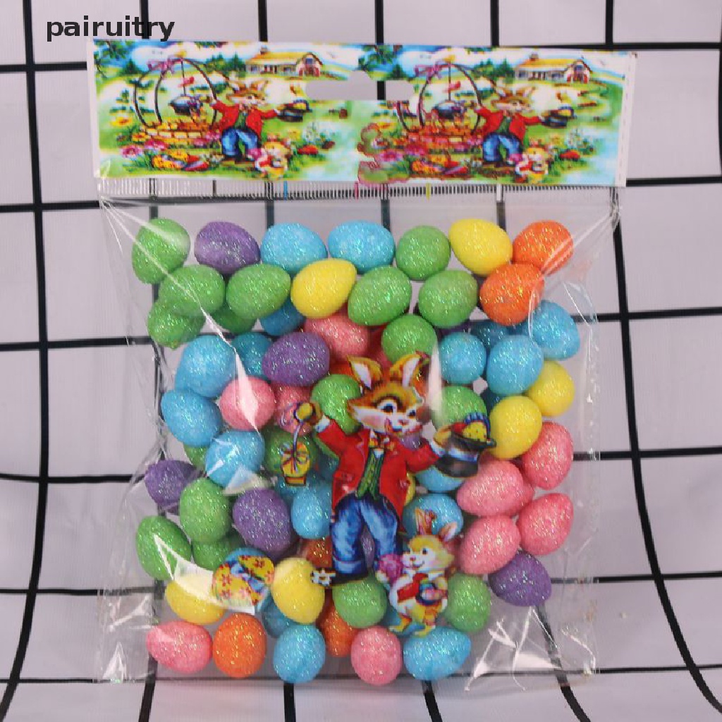 Prt 80pcs/bag Glitter Telur Paskah Warna Warni Busa Burung Merpati Telur DIY Craft Hadiah PRT