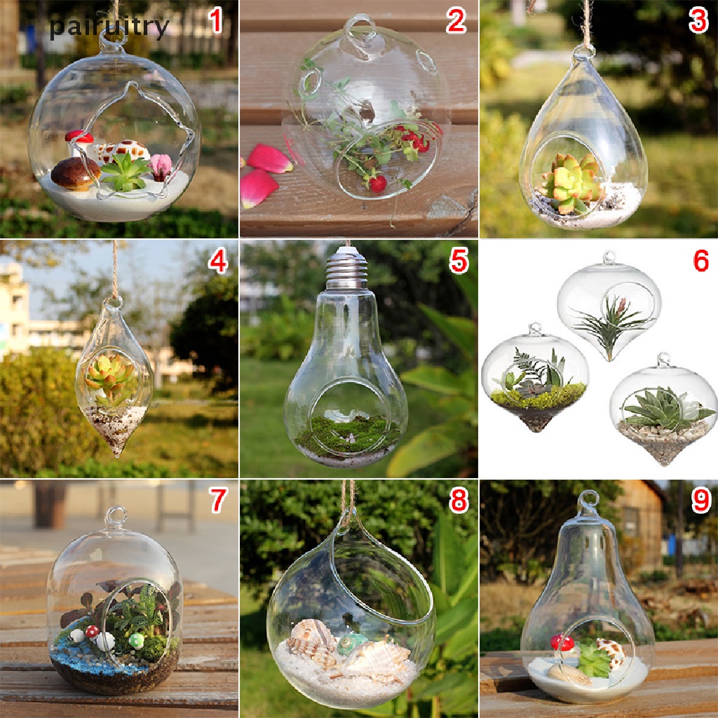 Prt Gantung Transparant Ball Glass Flower Planter Vas Terrarium Landscape Wadah PRT