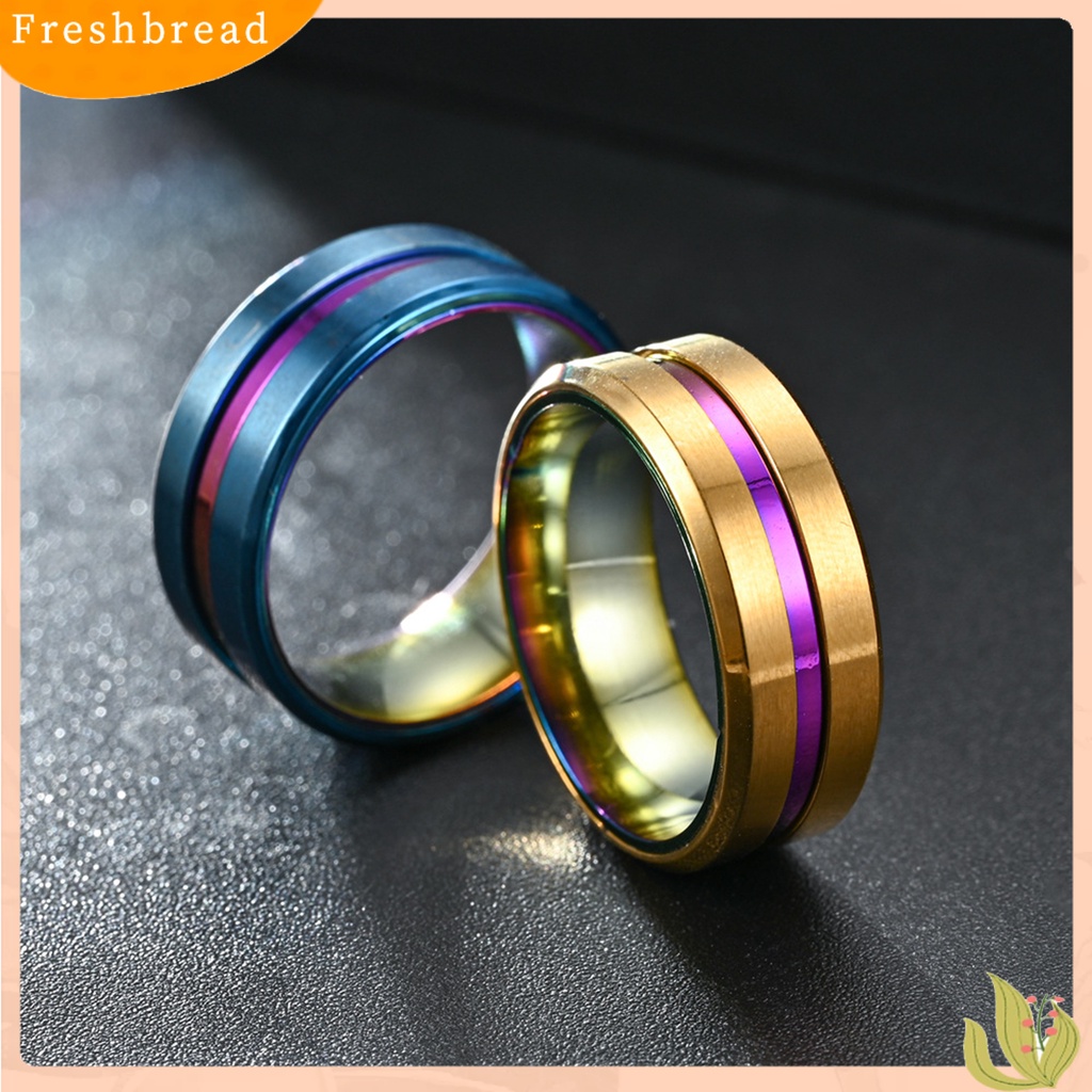 &lt; Freshbread &gt; Pria Cincin Sederhana Warna-Warni Alur Miring Tepi Electroplating Dekoratif Hadiah Laki-Laki Pernikahan Pertunangan Cincin Perhiasan Anniversary Untuk Perjamuan