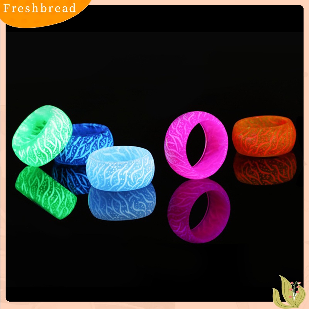 &lt; Freshbread &gt; Wanita/Pria Fashion Multi-Warna Bercahaya Bercahaya Cincin Plastik Aksesori Perhiasan