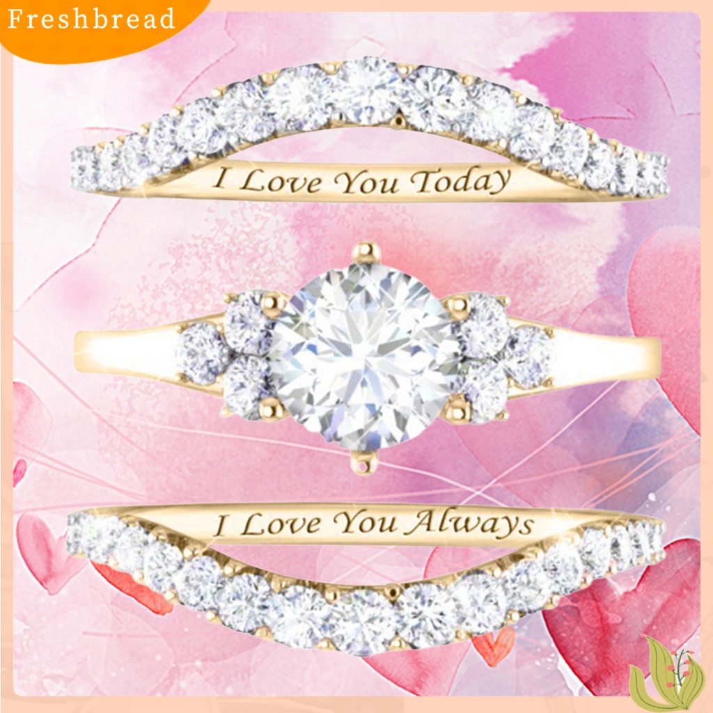 &lt; Freshbread &gt; 1set Cincin Wanita Electroplate Berkilau Alloy Halus Ladies Finger Ring Untuk Pesta