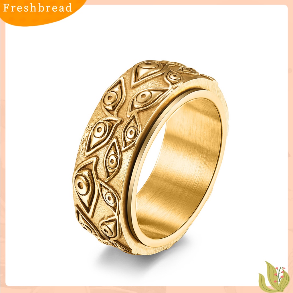 &lt; Freshbread &gt; Pria Cincin God Eye Rotatable Unisex Bulat Semua Cocok Jari Cincin Untuk Pacaran