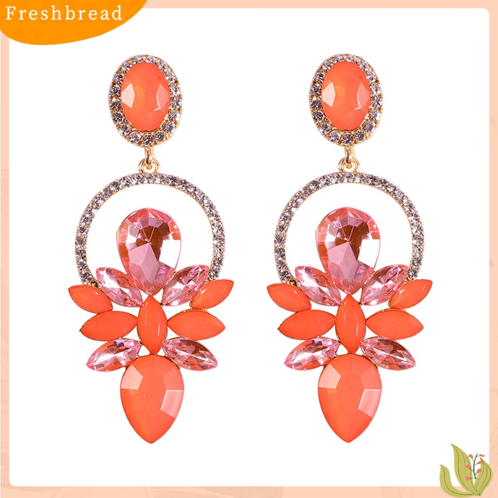 &lt; Freshbread &gt; 1pasang Tindik Bersinar Indah Anting Pejantan Bentuk Tetesan Air Berlian Imitasi Daun Wanita Anting Perhiasan Pernikahan