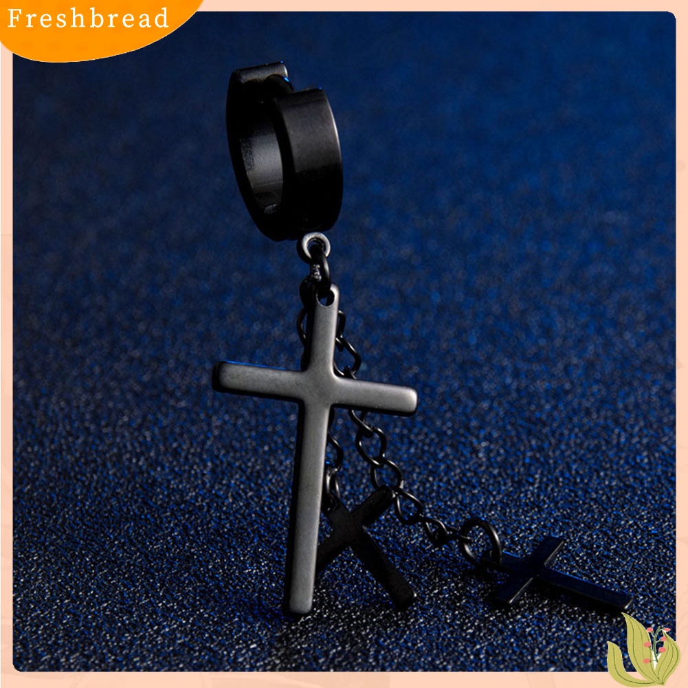 &lt; Freshbread &gt; Punk Multi-Layer Cross Menjuntai Huggie Anting Wanita Perhiasan Pesona Dekorasi Hadiah