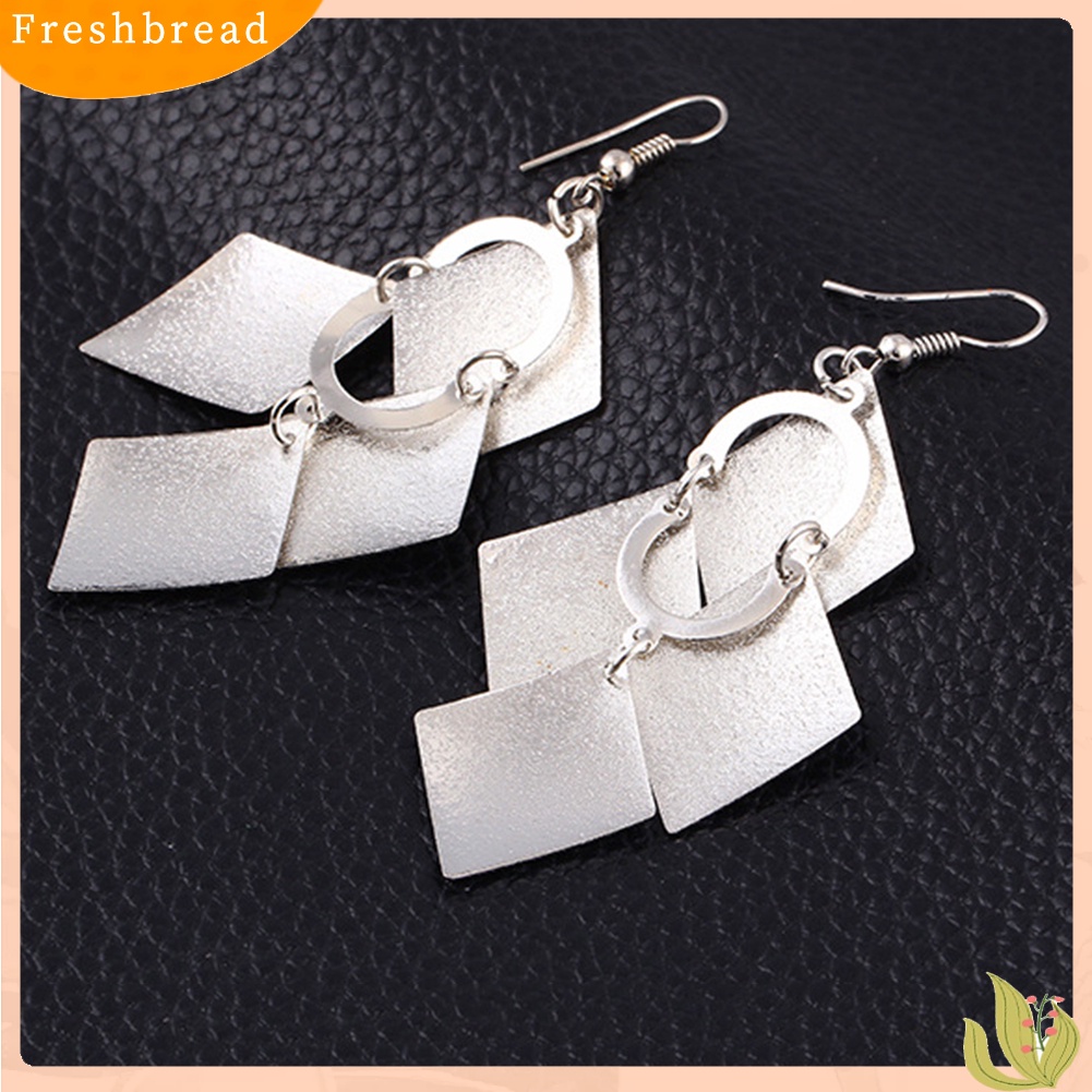 &lt; Freshbread &gt; Wanita Glitter Belah Ketupat Drop Panjang Menjuntai Lampu Gantung Statement Hook Earrings