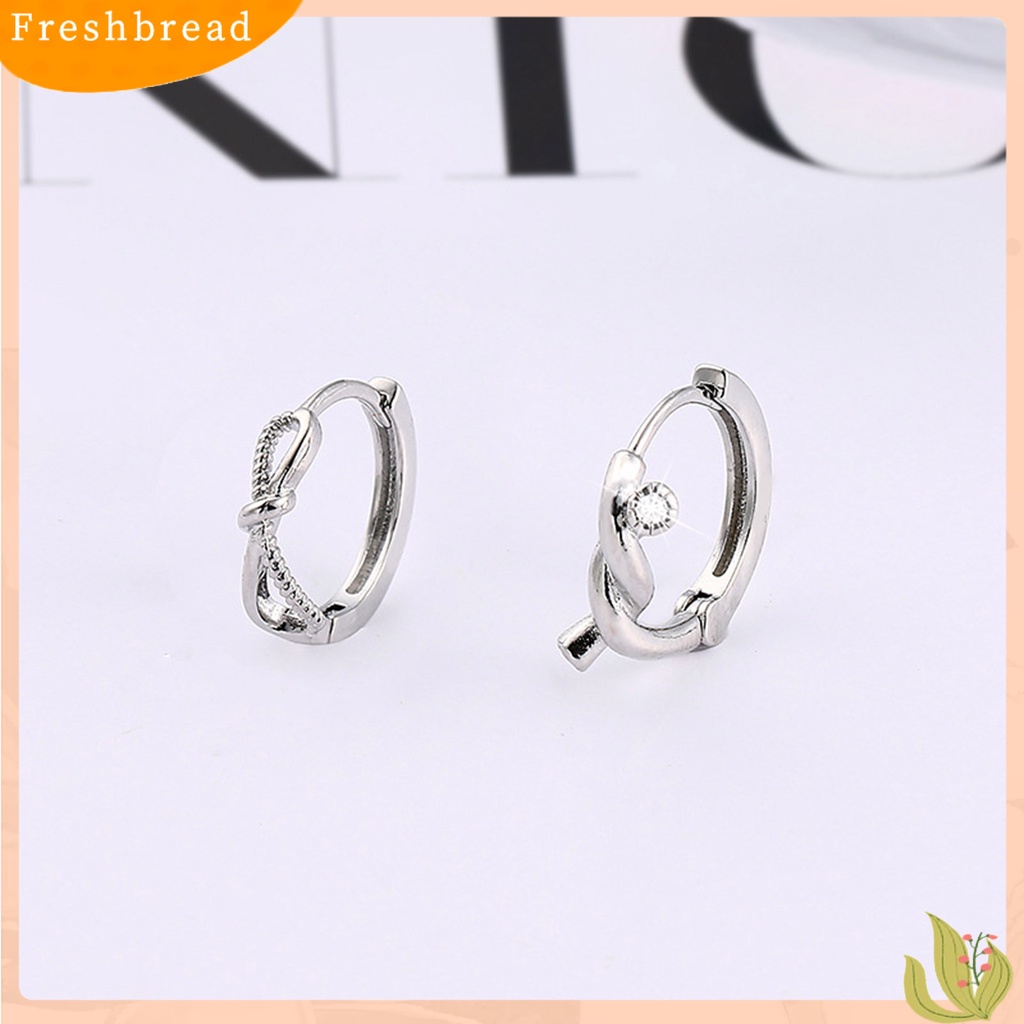 &lt; Freshbread &gt; 1Pc Anting Hoop Temperamen Elegan Dipoles Hypoallergenic High-gloss Fashion Perhiasan Tembaga Memutar Simpul Wanita Huggie Earring Untuk Pacaran