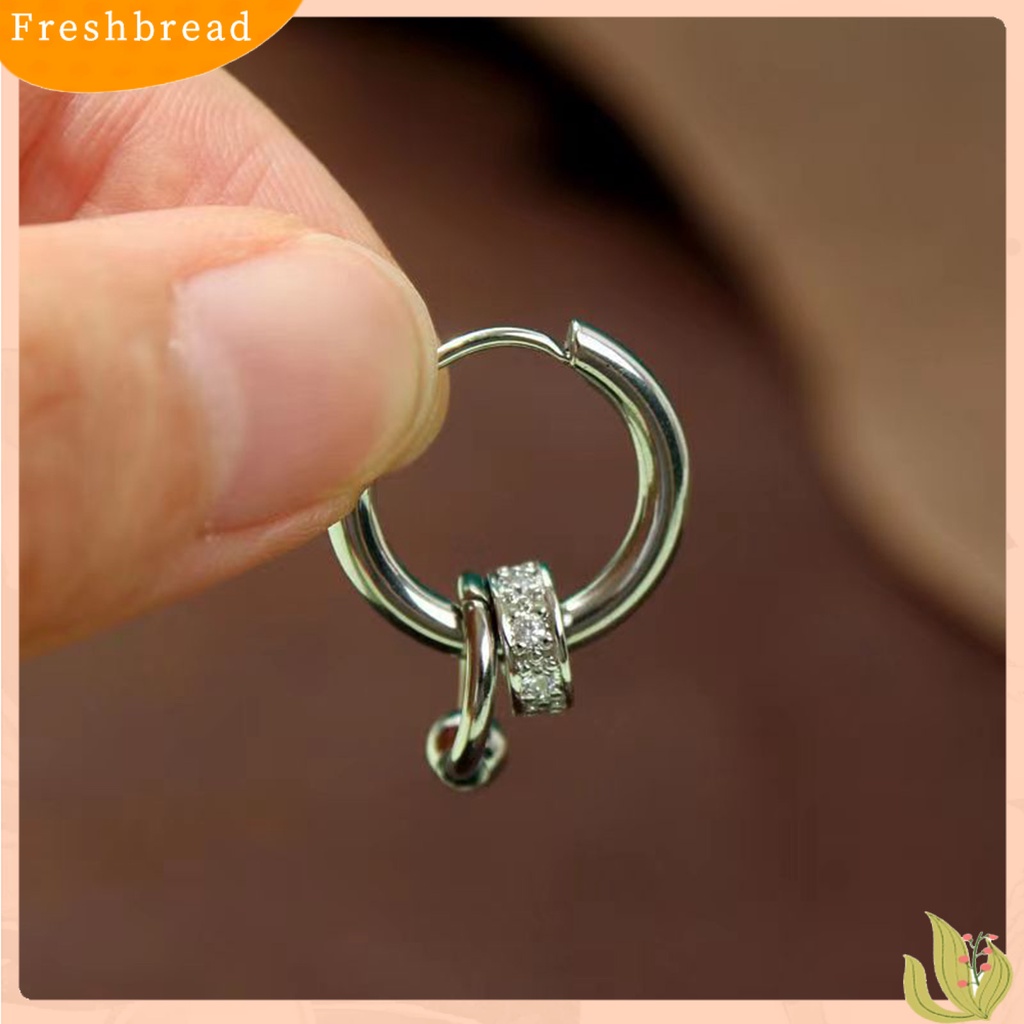 &lt; Freshbread &gt; 1pasang Ear Studs Multi-layers Cincin Punk Hip Hop Kepribadian Hadiah Baja Titanium Keren Sederhana Pria Anting Perhiasan Fashion