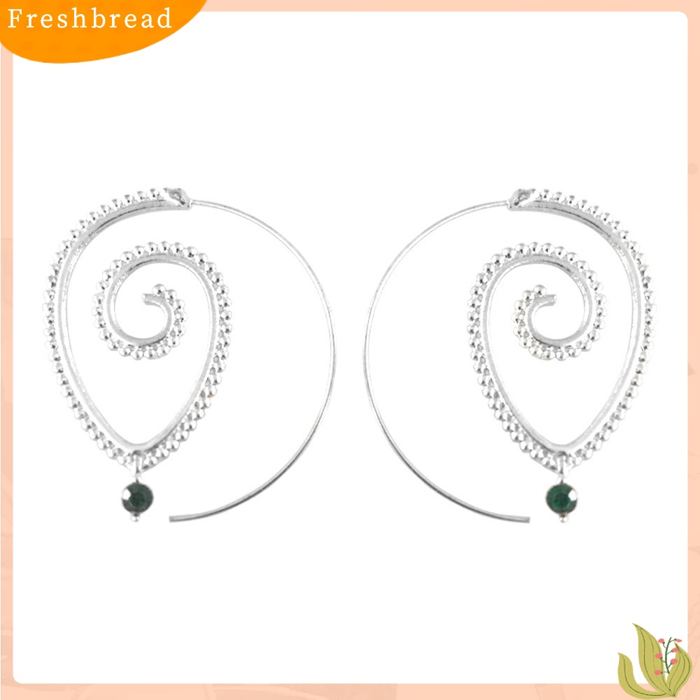 &lt; Freshbread &gt; Wanita Berlian Imitasi Tetesan Air Spiral Menjuntai Gear Hook Anting Pernyataan Perhiasan