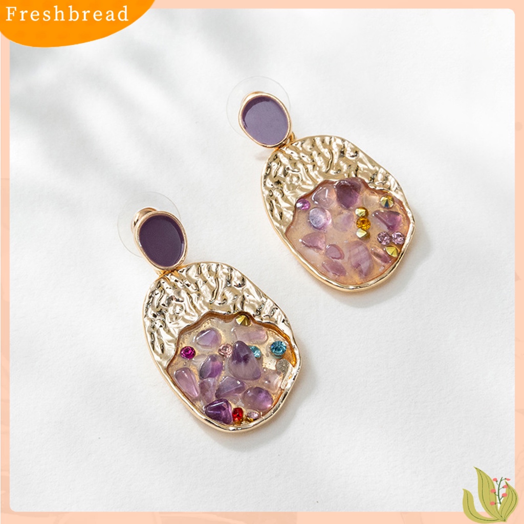 &lt; Freshbread &gt; 1pasang Anting Menjuntai Geometris Warna Kontras Perhiasan Vintage Hollow Out Stud Earrings Untuk Pakaian Sehari-Hari Pesta Pernikahan Prom