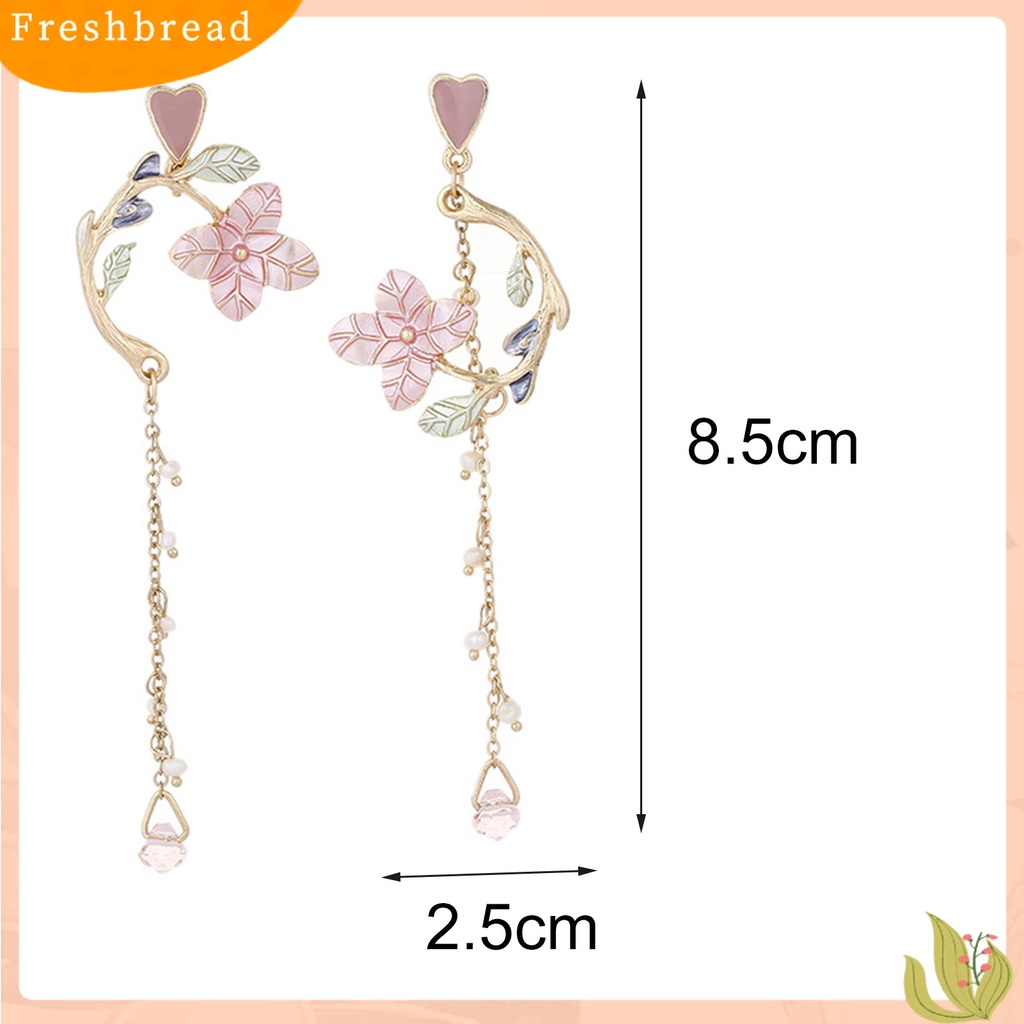 &lt; Freshbread &gt; 1pasang Anting Tusuk Perhiasan Bunga Asimetris All Match Anting Rumbai Menjuntai Untuk Pacaran