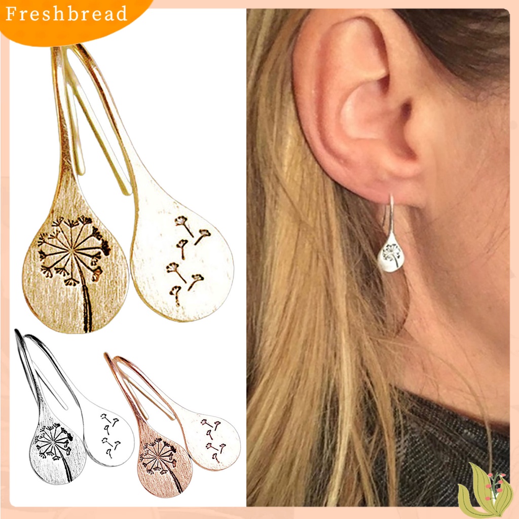 &lt; Freshbread &gt; Mode Sederhana Dandelion Menjuntai Anting Retro Perhiasan Liontin Stainless Steel