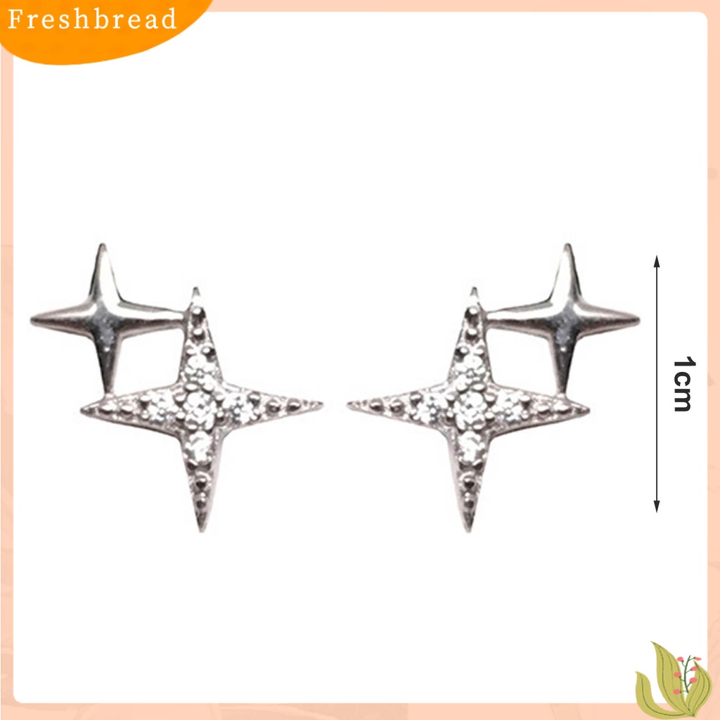 &lt; Freshbread &gt; 1pasang Anting Tusuk Bintang Perhiasan Berlian Imitasi Halus Gaya Korea Ear Studs Untuk Pakaian Sehari-Hari