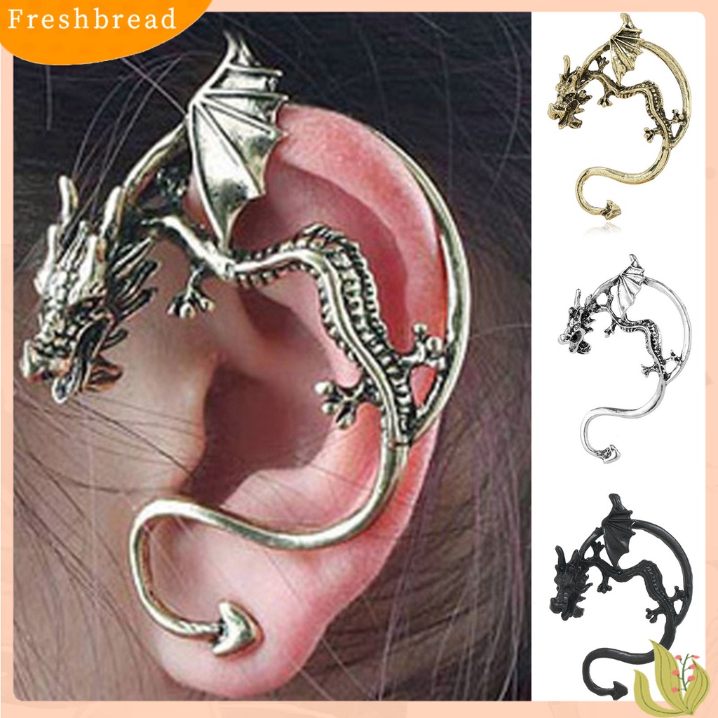 &lt; Freshbread &gt; 1pc Manset Telinga Unisex Kepribadian Perkasa Naga Gaya Punk Tulang Rawan Anting Perhiasan