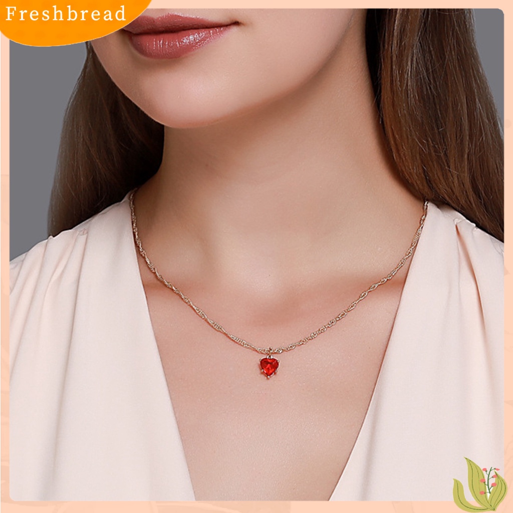 &lt; Freshbread &gt; Anting Menjuntai Hati Cubic Zirconia Perhiasan Manis Berkilau Anting Hoop Kalung Untuk Pakaian Sehari-Hari