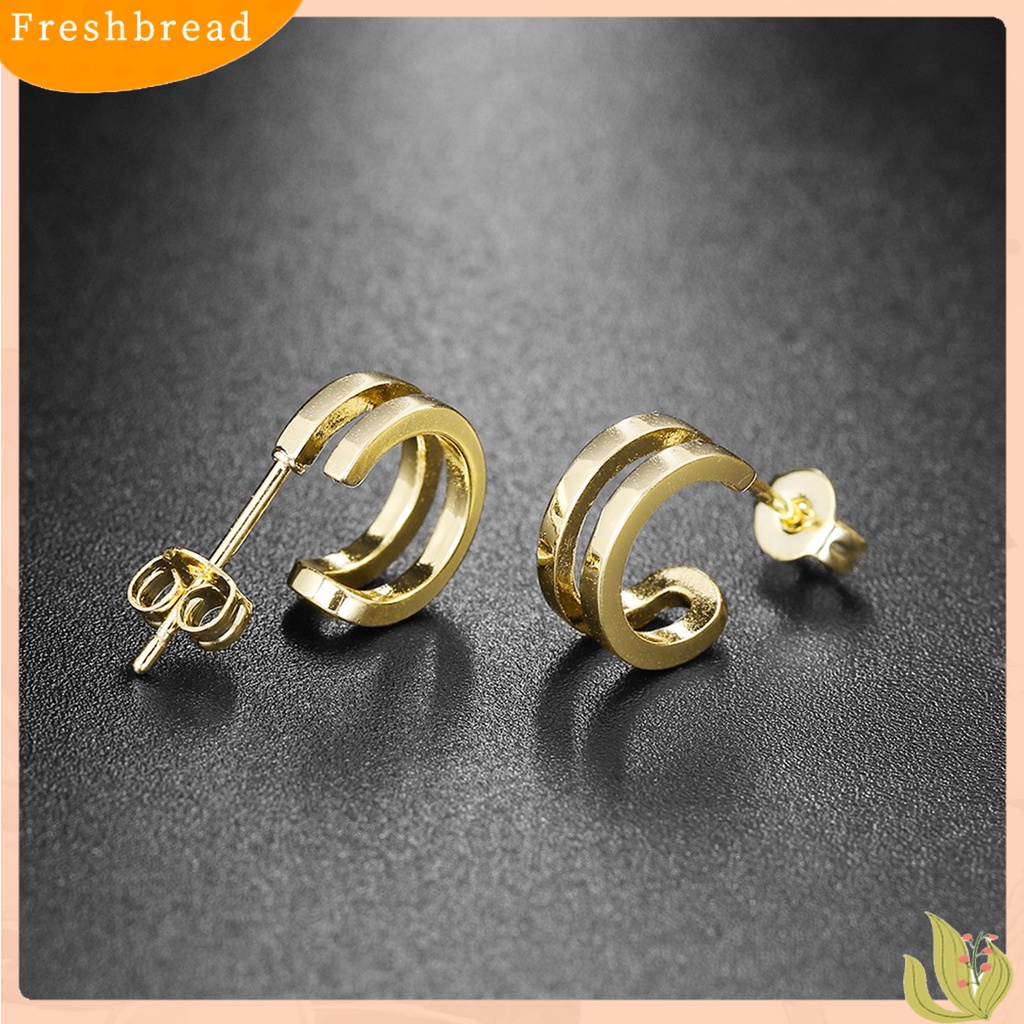 &lt; Freshbread &gt; 2Pcs Berlian Imitasi Ear Stud Dengan Penyumbat Telinga Tindik Indah All-Match Menawan Shiny Double Layer Women Earrings Untuk Kehidupan Sehari-Hari