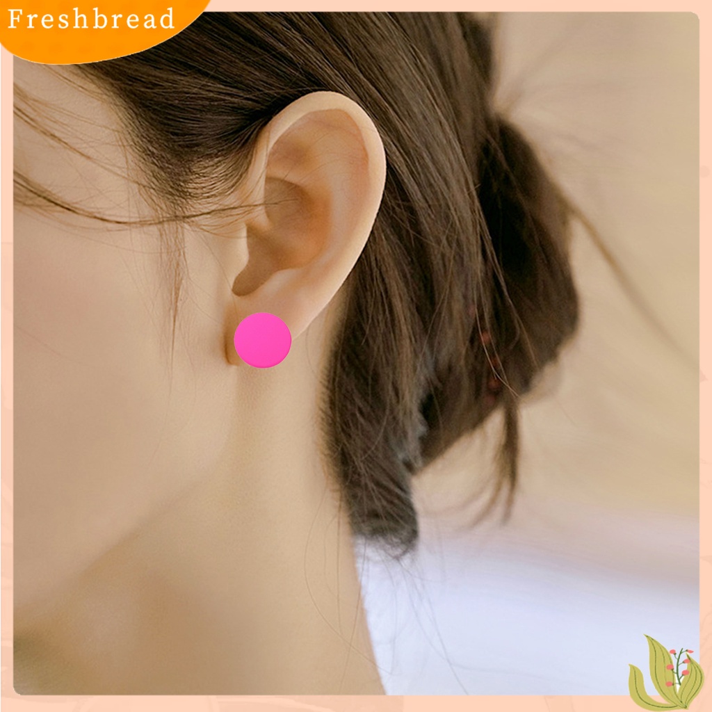 &lt; Freshbread &gt; 1pasang Anting Stud Warna Permen Tindik Cat Geometris Sederhana Wanita Gadis Besar Bulat Telinga Giwang Fashion Perhiasan Hadiah Untuk Pacar