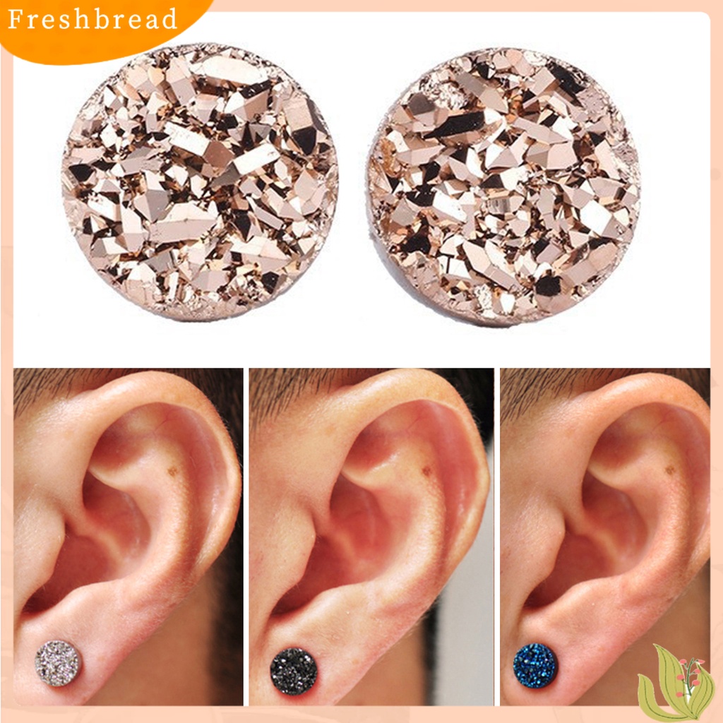 &lt; Freshbread &gt; 1pasang Klip Telinga Shiny Non-piercing Tanpa Sakit Geometris Electroplating Fashion Wanita Pria ic Stud Earrings Perhiasan Hadiah Untuk Pakaian Sehari-Hari