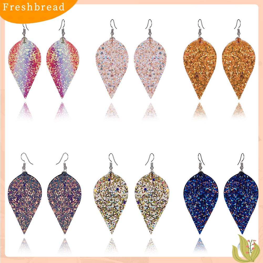 &lt; Freshbread &gt; Gaya Punk Tetesan Air Menjuntai Drop Shiny Sequin Women Hook Earrings Perhiasan Hadiah