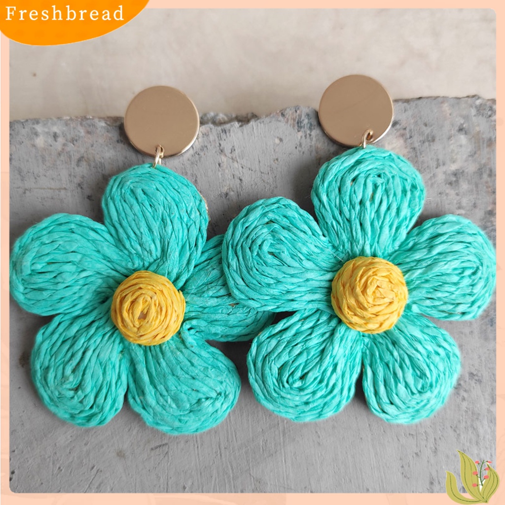 &lt; Freshbread &gt; 1pasang Anting Wanita Bunga Warna Cerah Perhiasan Gaya Liburan Floral Drop Earrings Untuk Liburan