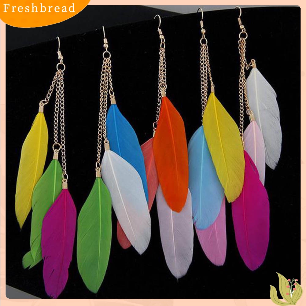 < Freshbread > Fashion Bulu Panjang Rumbai Rantai Pesona Wanita Kait Anting Pesta Perhiasan Hadiah