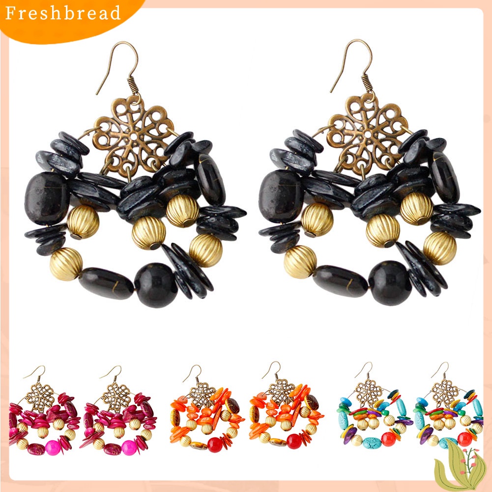 &lt; Freshbread &gt; Warna-Warni Wanita Bohemian Manik-Manik Kait Anting Perjamuan Perhiasan Hadiah Ulang Tahun