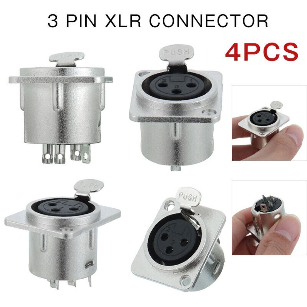 POPULAR Populer 4pcs XLR Konektor Amplifier 3pin Mount Socket Jack Connector Plug