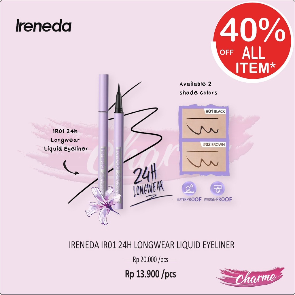 (READY &amp; ORI) IRENEDA 24h Longwear Liquid Eyeliner - IR01