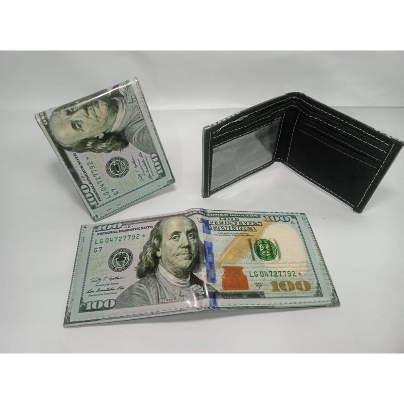 Dompet pria gambar uang / dompet uang mainan bahan kulit