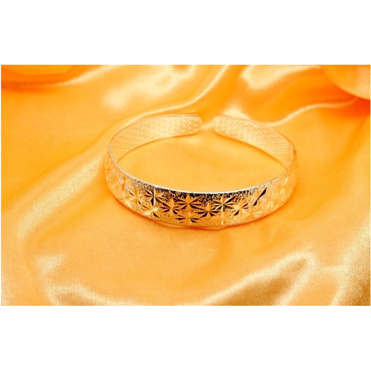 Goldkingdom Aksesoris Perhiasan Fashion Ready Stock Versi Korea Penuh Bintang Gelang Pembukaan Wanita Lebar 12 mm Gelang Perhiasan Perak Gelang