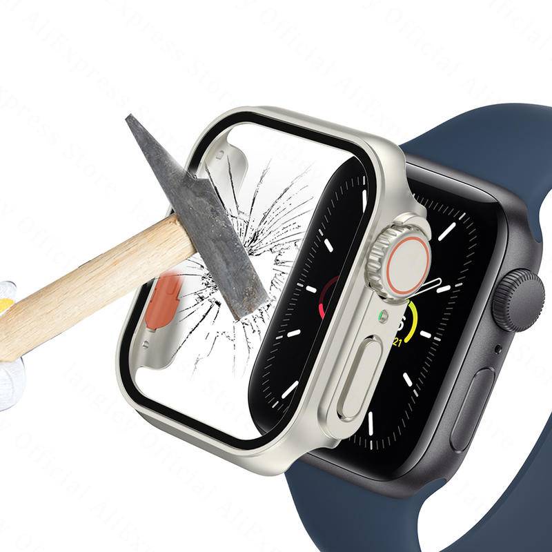 Untuk Apple Watch8 7 6 5 4 SE 45mm 41mm 44mm 40mm Case+Pelindung Layar Tempered Glass PC Cover Ganti Ke Ultra Bumper Aksesoris Jam Tangan