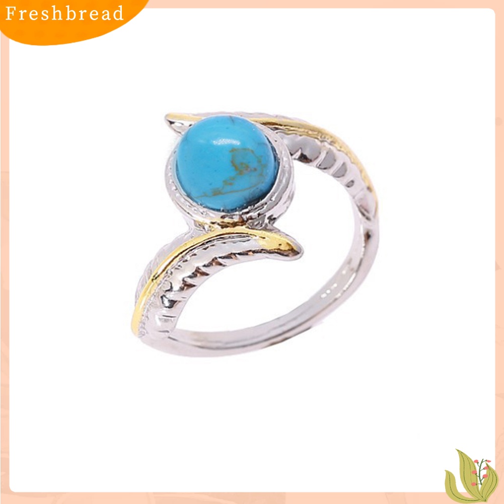 {In Stock} Mewah Wanita Faux Turquoise Hias Bulu Cincin Cocktail Pesta Perhiasan Hadiah