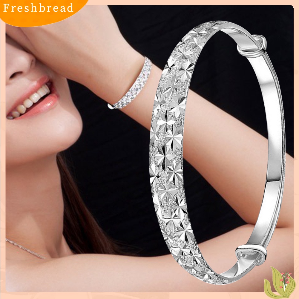 {In Stock} Wanita Fashion Bintang Ukir Cuff Bangle Gelang Hadiah Perhiasan Pertunangan Pernikahan