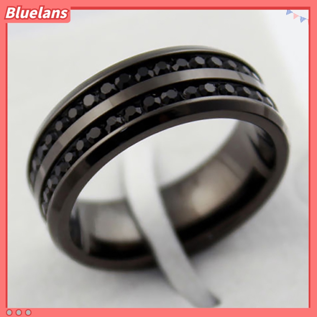 {In Stock} Band Ring Berlian Imitasi Dekorasi Perhiasan Hadiah Stainless Steel Pria Dan Wanita Band Finger Ring Untuk Pesta
