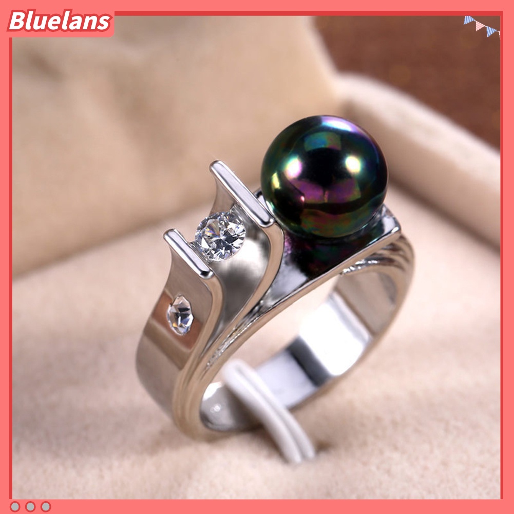 {In Stock} Fashion Wanita Mutiara Imitasi Geometris Jari Cincin Pernikahan Pertunangan Perhiasan Hadiah