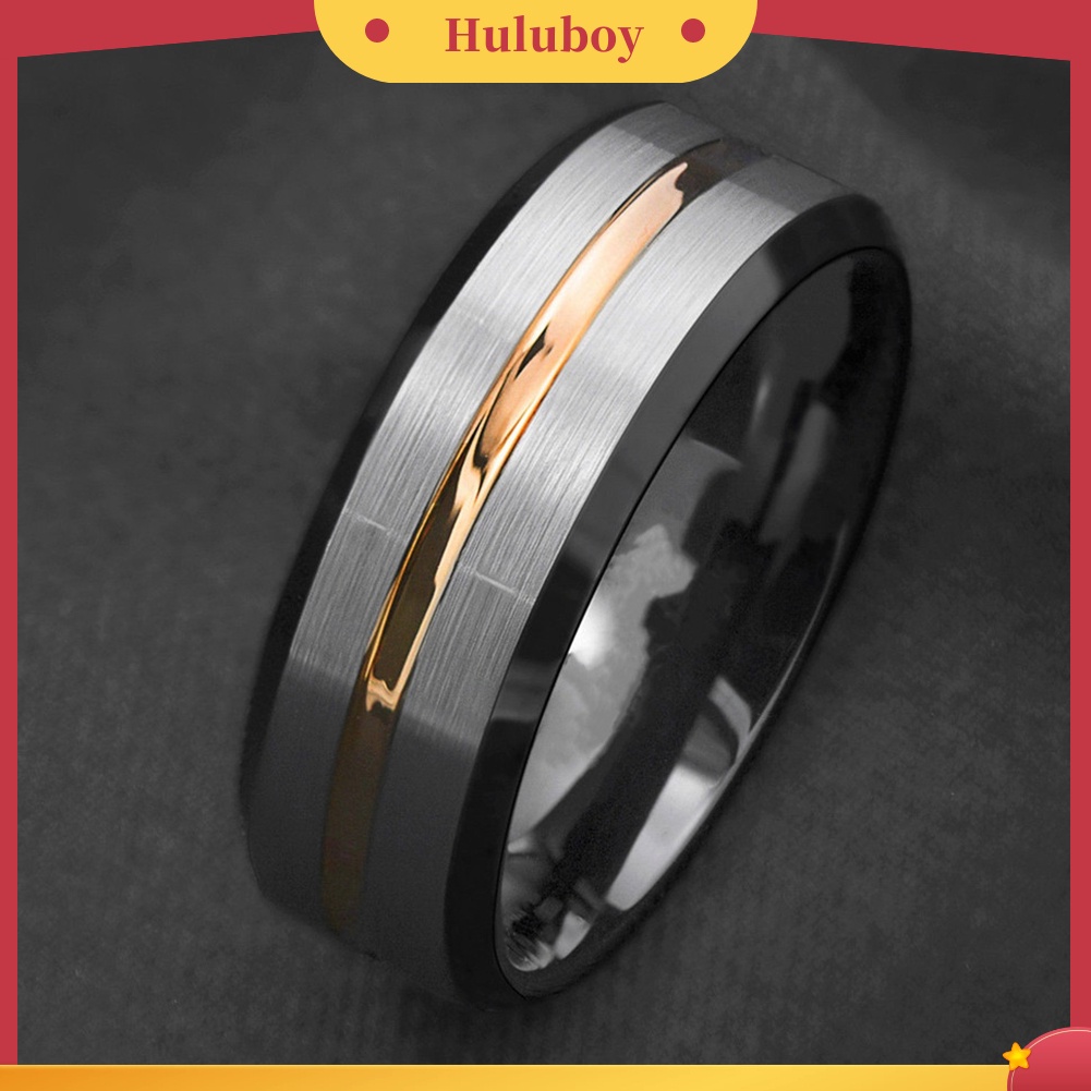 {Ready Stok} Fashion Pria Matte Garis Baja Titanium Band Cincin Hadiah Perhiasan Pesta Pernikahan