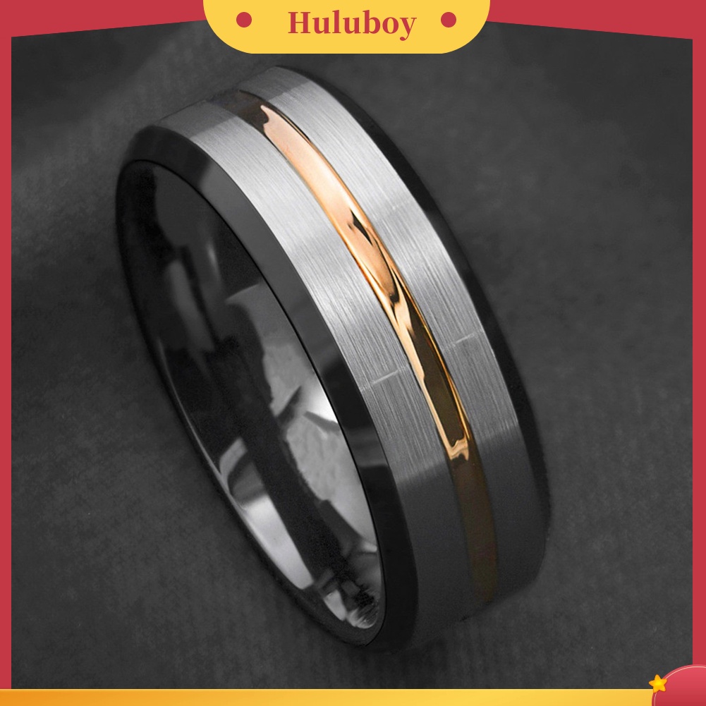 {Ready Stok} Fashion Pria Matte Garis Baja Titanium Band Cincin Hadiah Perhiasan Pesta Pernikahan
