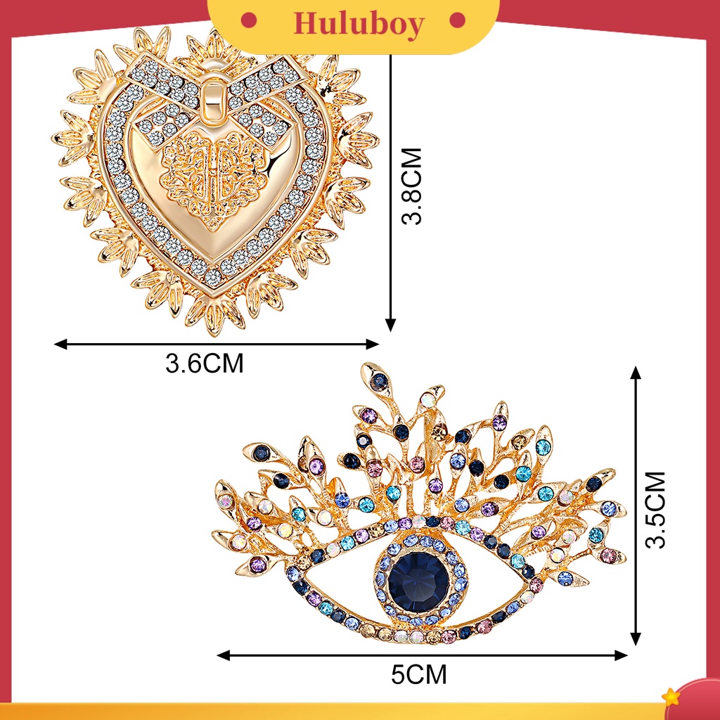 {Ready Stock} Lapel Pin Aksesoris Pakaian Elegan Portable Cinta Hati Mata Hias Berlian Imitasi Bros Pin Untuk Pesta