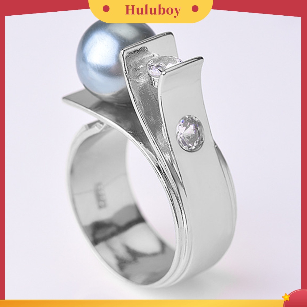 {Ready Stock} Fashion Wanita Mutiara Imitasi Berlian Imitasi Bertatahkan Jari Cincin Hadiah Perhiasan Pernikahan