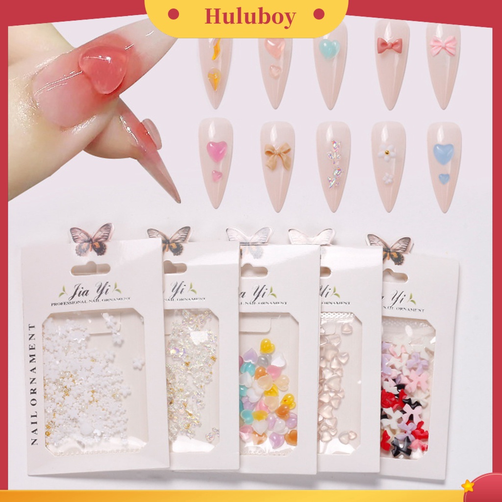 {In Stock} 50Pcs/tas Pesona Nail Art Removable Non-drop Tidak Luntur Anti Gores Mudah Menempel Efek 3D Manikur Ornamen Salon Kuku Supply