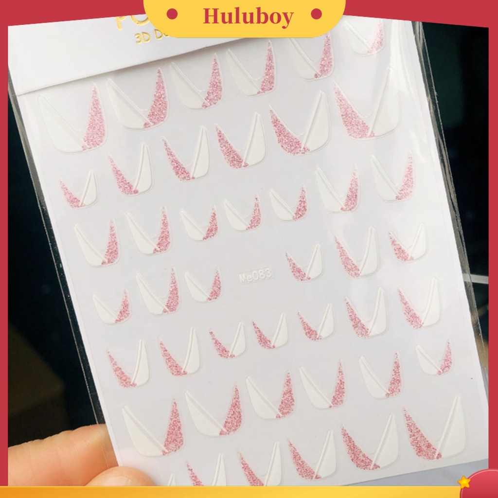 {In Stock} Stiker Garis Kuku Gaya Perancis Perekat Diri Ultra Tipis Glitter Kuku Sparkly Oblique Strip Decals Untuk Perempuan