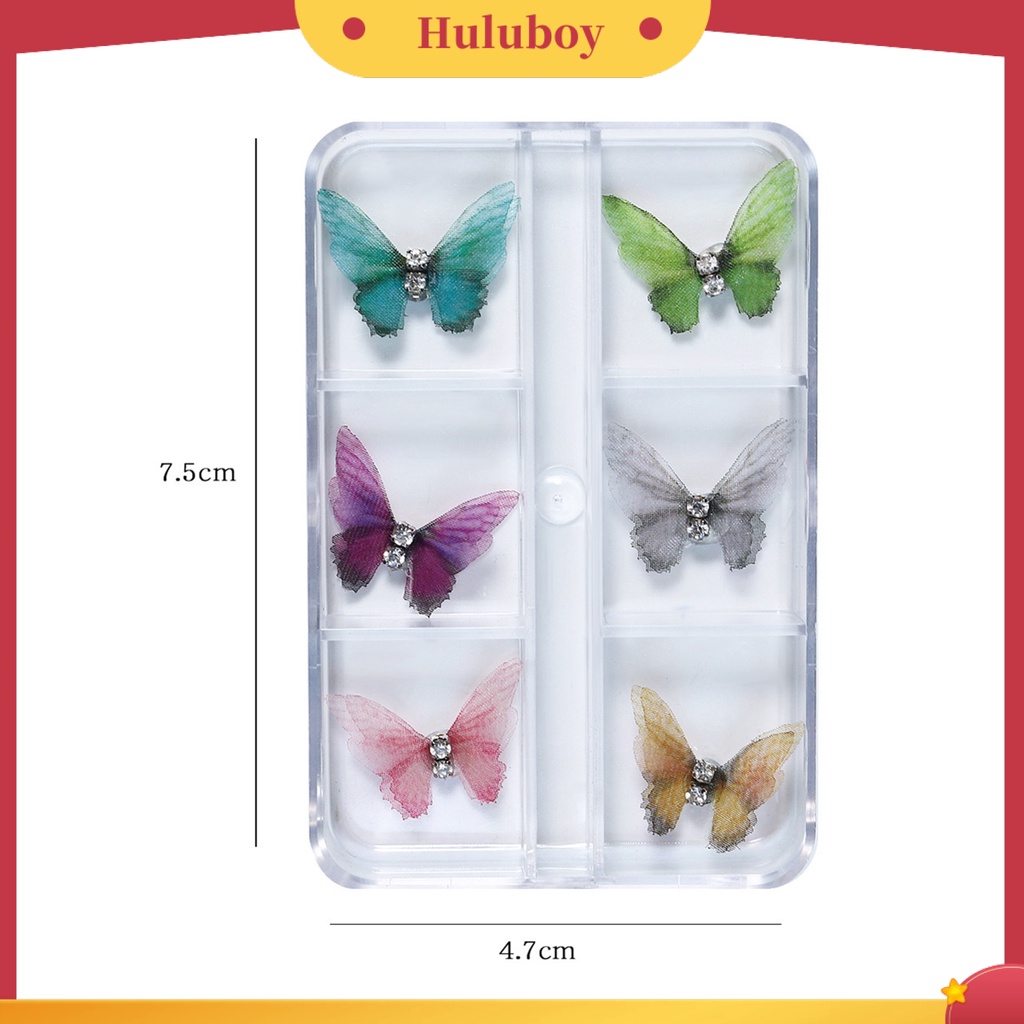 {In Stock} 6Pcs Dekorasi Kuku 3D Tampilan Realistis Warna Vibrant Mempesona Efek Visual Dapat Dilepas Aplikasi Lebar Aksesoris Nail Art Butterfly 3D Dekorasi Kuku Untuk Salon Kuku