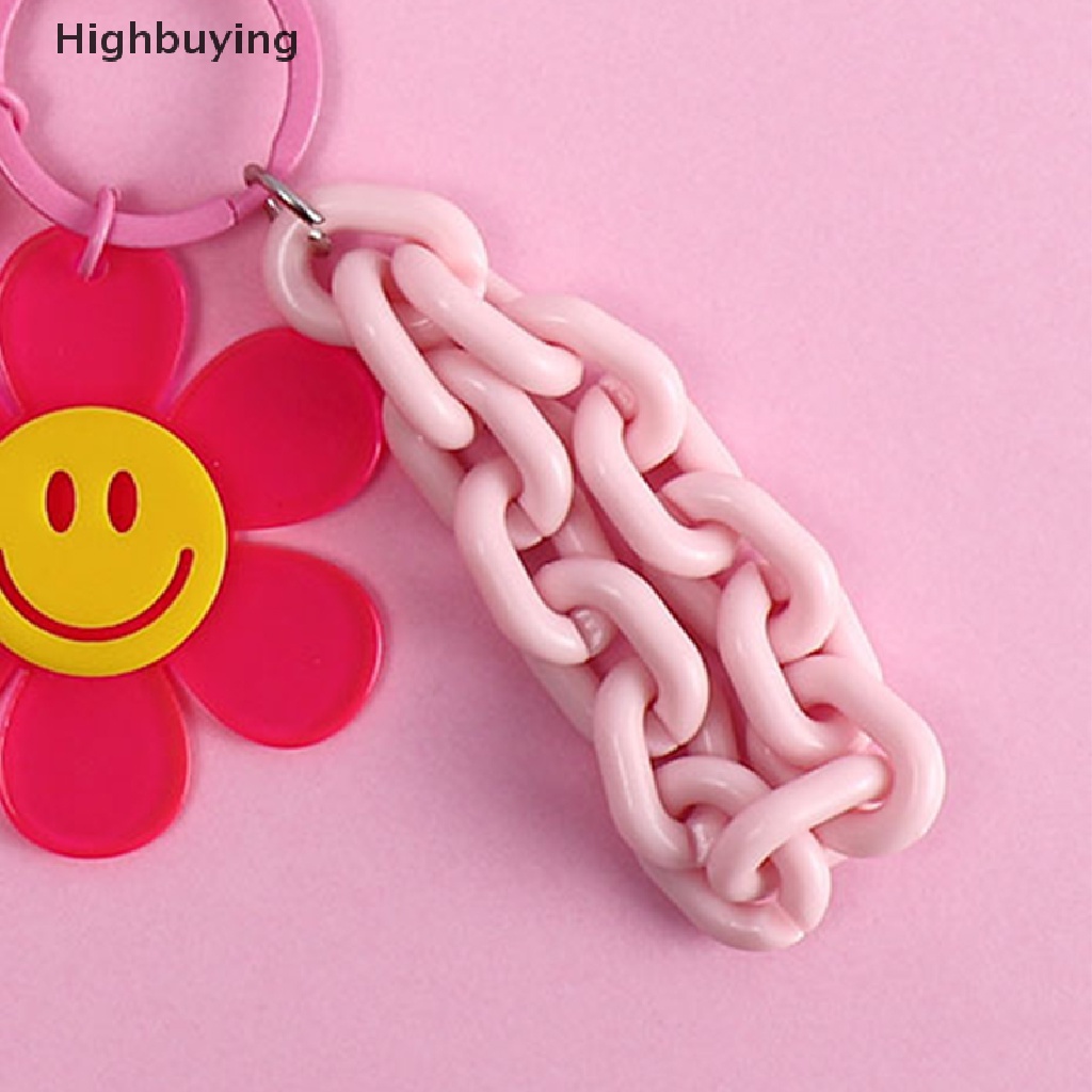 Hbid Akrilik Lucu Smiley Face Bunga Bunga Matahari Gantungan Kunci Permen Warna Rantai Lanyard Liontin Kunci Mobil Dekorasi Aksesoris Wanita Gantungan Kunci Tas Mainan Ransel Hadiah Ornamen Glory