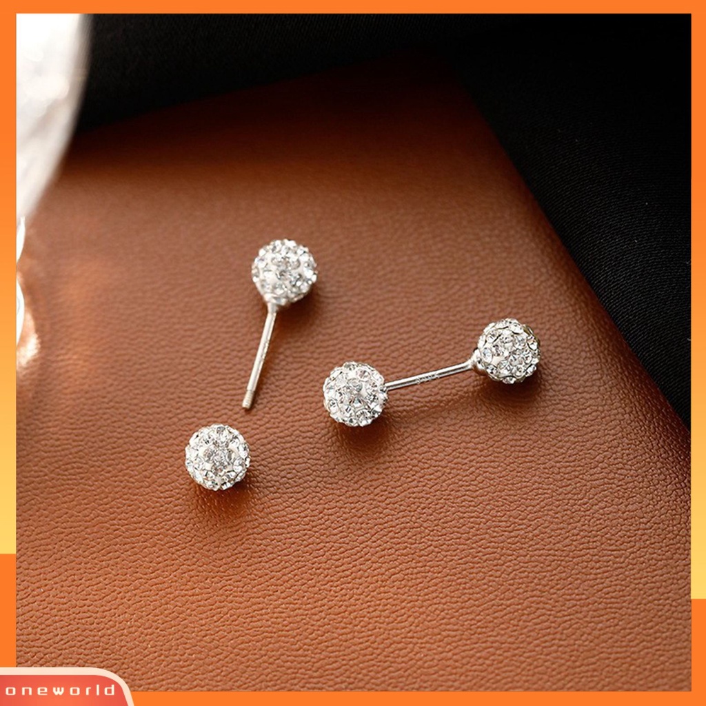 [OWR] 1pasang Ear Studs4Per5/6mm Kepala Ganda Sekrup Belakang Hypoallergenic Kecil Shiny Cubic Zirconia Women Earrings Fashion Jewelry