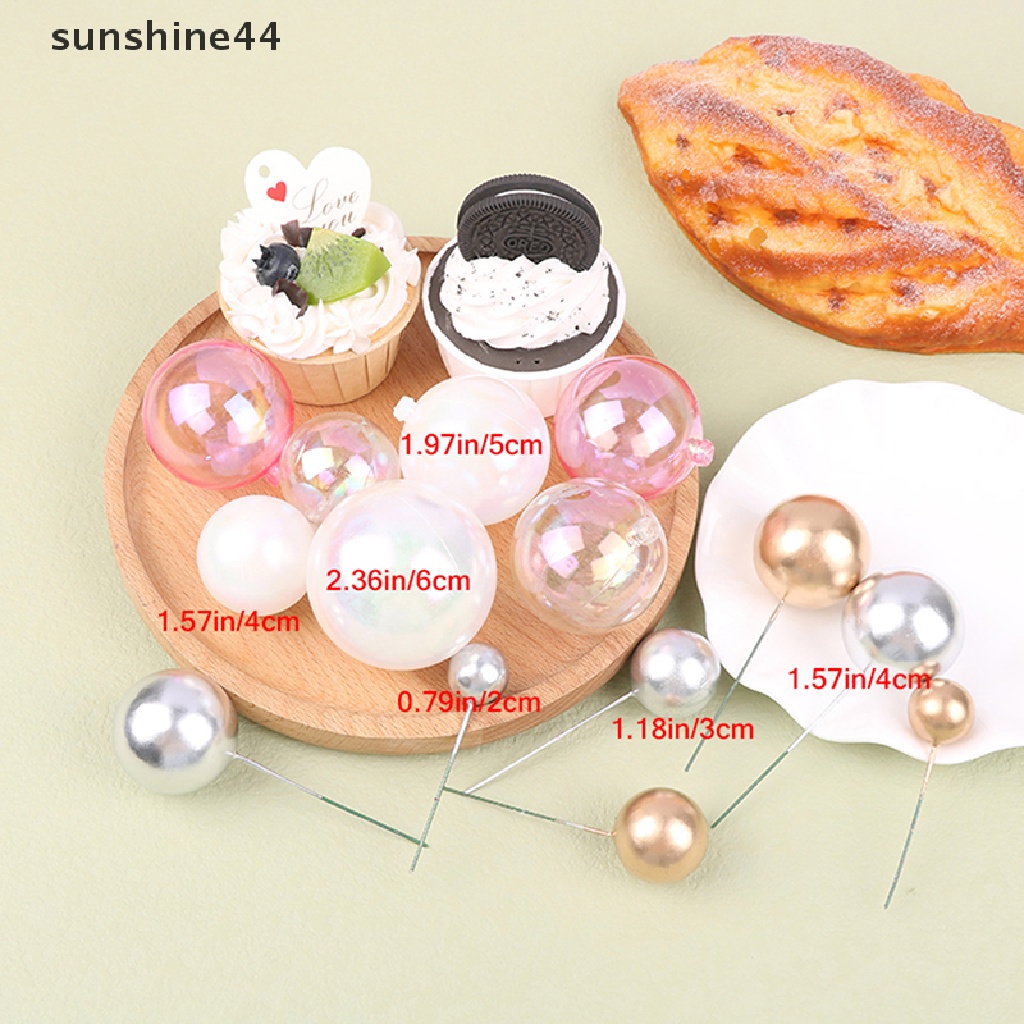 Sunshine 6Pcs Cake Ball Plug-ins Birthday Ball Cake Topper Dessert Decor Insert Card ID