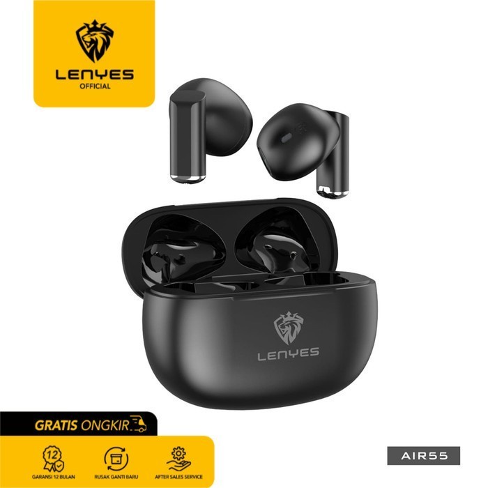 LENYES TWS Earphone Air 55 True Wireless Touch Hi-Fi Sound Bluetooth - Putih headset handsfree earbud rechargeable stereo in ear mini